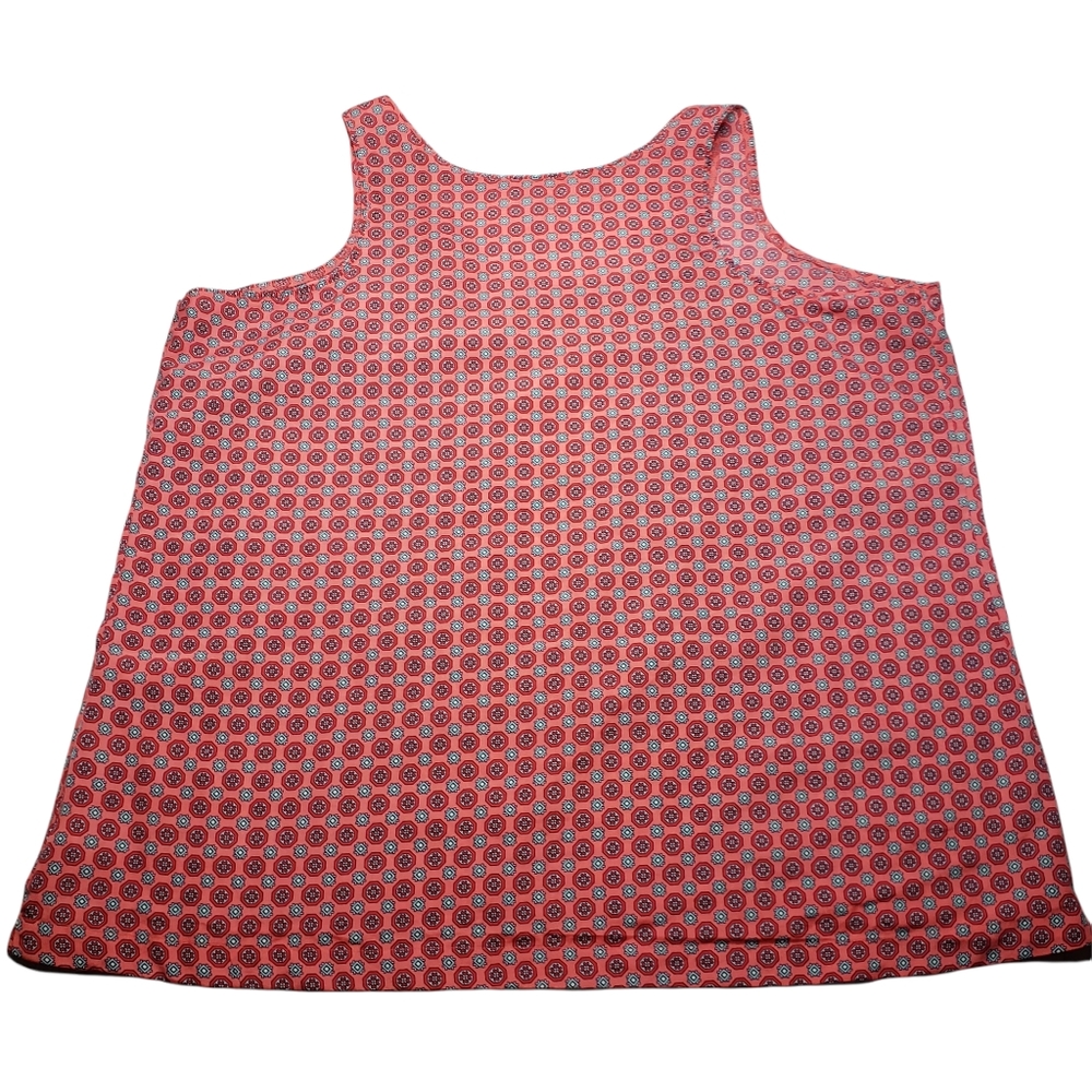 Old Navy Coral Red Geometric Print Rayon Tank Top Sleeveless Shirt XXL - Picture 4 of 6